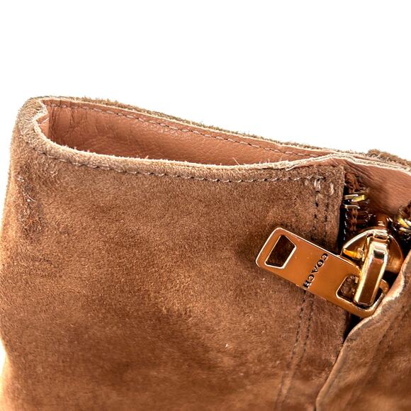 Coach Iona Platform Boots 10 Tan NWOT Suede Ankle Booties Heel Zip Glam Capsule - Picture 8 of 13